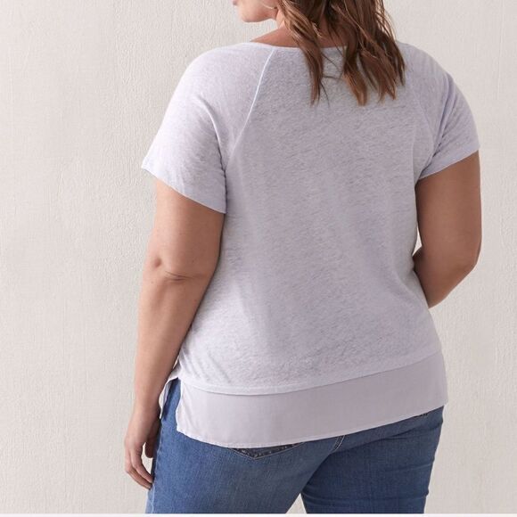 Light Blue Short Sleeved Linen Top - Picture 7 of 7